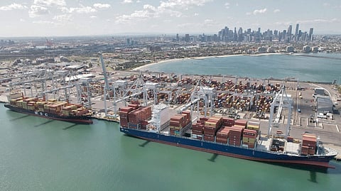 VICTORIA International Container Terminal at the Port of Melbourne, Australia.