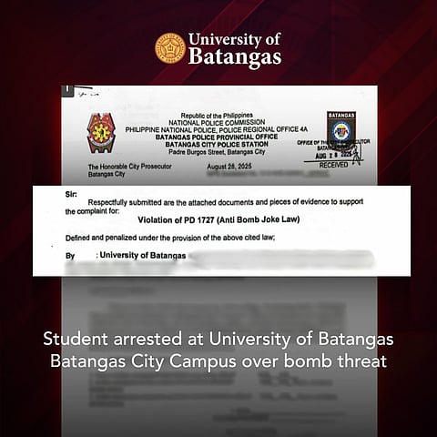 Collegian busted in Batangas bomb joke