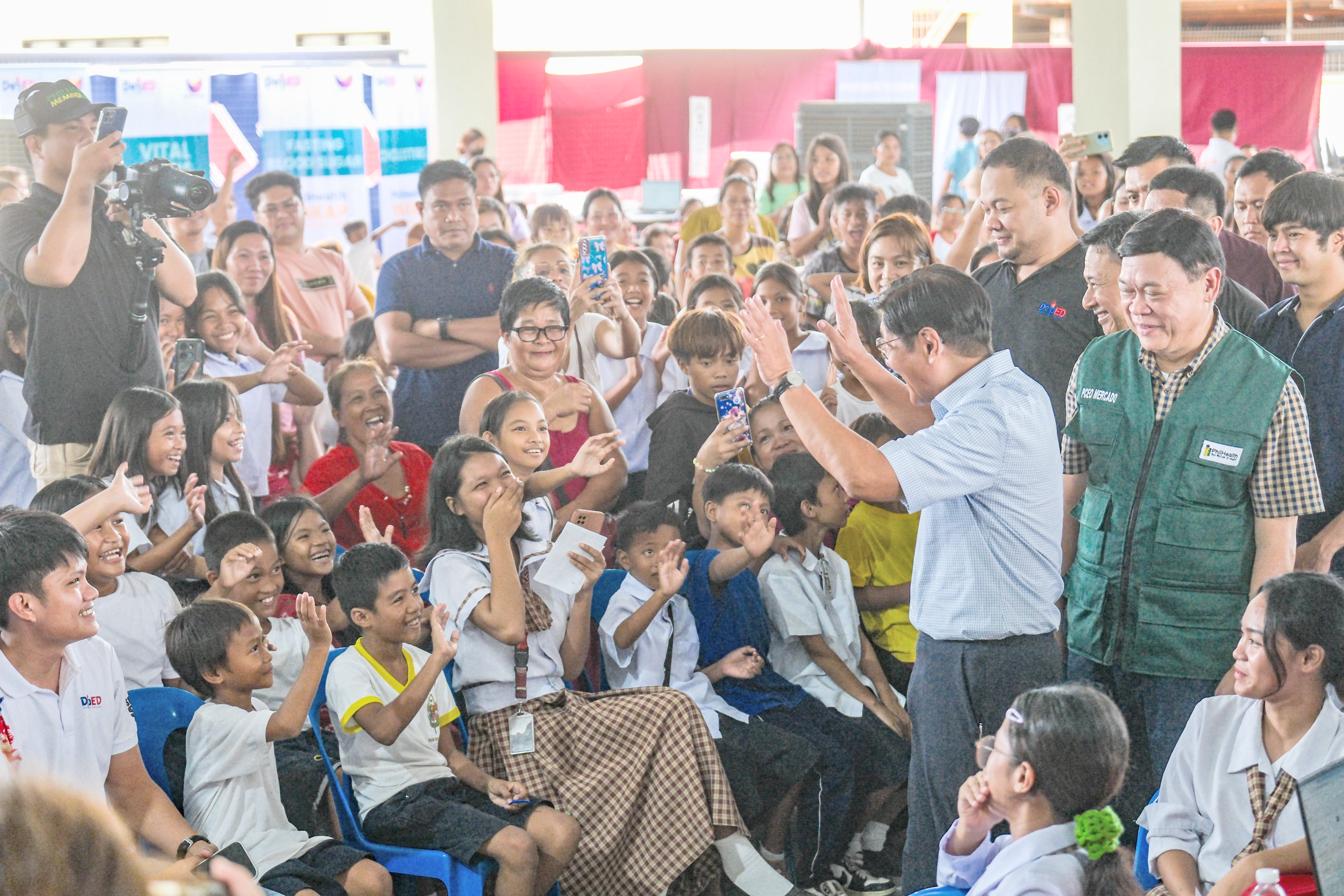 PRESIDENT Ferdinand Marcos Jr. and Education Secretary Sonny Angara lead the Yaman ng Kalusugan Caravan at Aurora National High School, providing students, teachers and staff with free consultations, lab tests, cancer screenings and up to P20,000 in medicines per year.