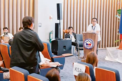 DHSUD Secretary Jose Ramon P. Aliling listens intently to concerns raised by partner-developers during a dialogue at the DHSUD Central Office which aimed to clarify and resolve issues concerning the nationwide implementation of Expanded 4PH Program, and expedite project execution throughout the country.
