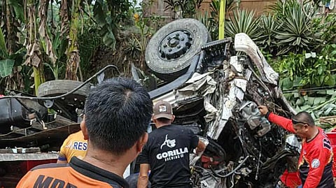 Truck driver and wife hurt as wing van tips over in Bukidnon