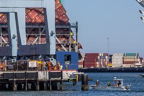 Dozens of shipping containers topple at Port of Long Beach