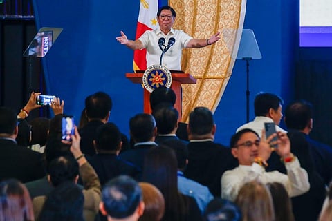 President Ferdinand Marcos Jr. leads the ceremonial launch of the SSS Pension Reform Program 2025 during the 68th Anniversary Celebration of the Social Security System at the SSS Main Office in Quezon City on 10 September 2025.