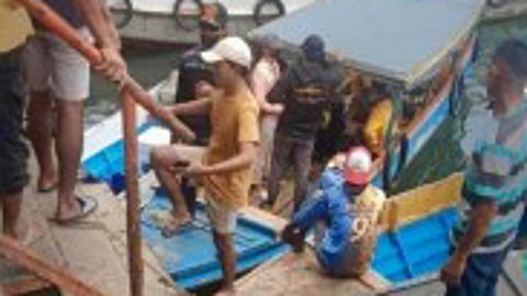 Operatives from the National Bureau of Investigation escort the human trafficking victims that were rescued in Tawi-Tawi which also resulted in the arrest of three suspects.