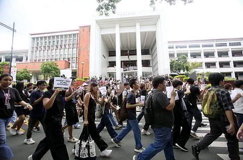 Rage vs crocs, crooks Thousands of students walked out of their classes and staged a Black Friday protest at the University of the Philippines Diliman in Quezon City. The demonstration denounced alleged corruption in government projects and called for a higher education budget amid massive cuts and stalled infrastructure.