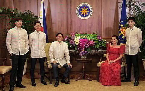 FIRST family: (Seated) President Marcos Jr. and First Lady Liza Araneta-Marcos with (standing, from left) Vinny, Sandro and Simon.
