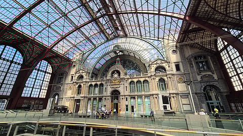 The Clock at the Platform Area of the Antwerpen-Centraal.