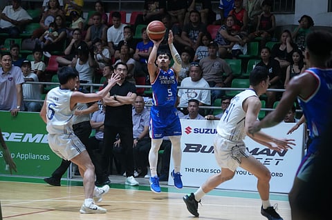 Omar Wamar lights up the scoreboard as the San Juan Knights posted a 74-66 victory over General Santos City on Saturday in the Manny Pacquiao presents 1xBet-Maharlika Pilipinas Basketball League 2025 Season at the Orion Sports Complex in Bataan.