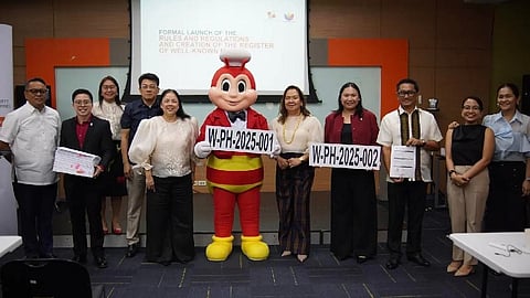 SHOWN in photo are (from l): Atty. Bienvenido Marquez III, Partner, from Quisumbing Torress; Atty. Gian Chua, Jollibee Group Senior Legal Counsel; Intellectual Property Office of the Philippines (IPOPHL) Asst. Director of Bureau of Trademarks Atty. Ginalyn Badiola; IPOPHL Deputy Director General Atty. Nathaniel Arevalo; IPOPHL Director General Atty. Brigitte Da Costa-Villaluz; IPOPHL Deputy Director General Atty. Ann Claire Cabochan; Atty. Shean Molera, Jollibee Group General Counsel for IP, Digital, and Privacy; IPOPHL Director of Bureau of Trademarks Atty. Jesus Antonio Ros; Atty. Marianne Estioco, Associate, Quisumbing Torres; and Atty. Divina Ilas-Panganiban, Partner, Quisumbing Torres.