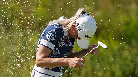 CHARLEY Hull celebrates after nailing a birdie in the last hole to win her third LPGA title in the Queen City Championship on Sunday.