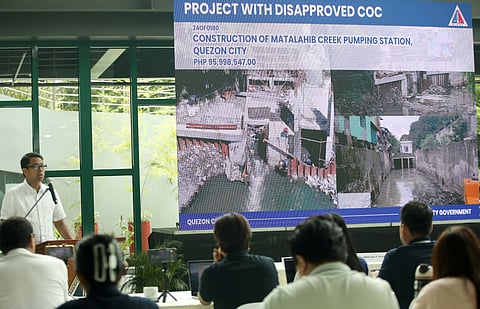 QUEZON City Mayor Joy Belmonte updates media on flood control inspections at the MICE Center, City Hall on Monday. City Engineer Atty. Dale Perral revealed that 331 DPWH projects, instead of the previously reported 254, do not align with the city’s Drainage Master Plan, resulting in an estimated P17 billion in wasted taxpayers’ money.