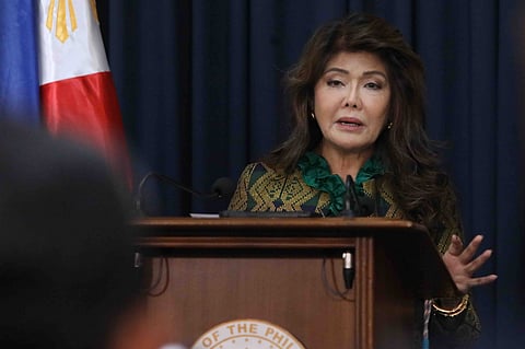 Senator Imee Marcos faces the members of the press providing an update to Boying Remulla’s case in Pasay City on Monday, 15 September, 2025.| Aram Lascano