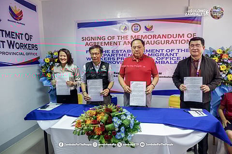 A Memorandum of Agreement (MOA) was signed by DMW Secretary Hans Leo J. Cacdac and Governor Hermogenes Ebdane Jr. to solidify the collaboration between the national government agency and provincial government in taking care of OFWs in the province.