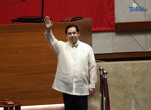 (September 17 2025) Speaker Martin Romualdez bids farewell before his fellow lawmakers at the House of Representatives in Quezon City on Wednesday, September 17, 2025, after he step down as a speaker of house of representatives. Photo/Analy Labor