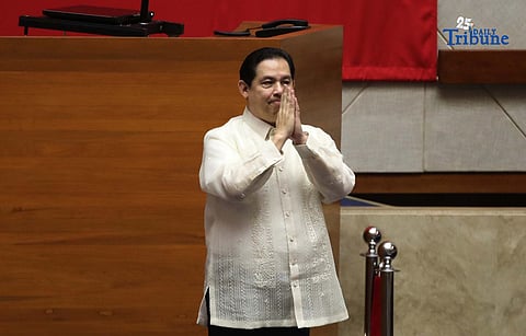 (September 17 2025) Speaker Martin Romualdez bids farewell before his fellow lawmakers at the House of Representatives in Quezon City on Wednesday, September 17, 2025, after he step down as a speaker of house of representatives. Photo/Analy Labor