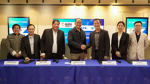 (From left) MGEN partners with CATL and SUMEC to develop a BESS project in Toledo, Cebu. Seen in the photo are: MGEN Thermal Vice President & Finance Head Margarita Paulino; MGEN Thermal Chief Operating Officer Felino Bernardo; MGEN Thermal President Jaime Azurin; MGEN President and CEO Emmanuel Rubio, CATL Executive President Zhu Wei; CATL Southeast Asia Director Bella Zhou; SUMEC Philippines General Manager Lennon Zong.