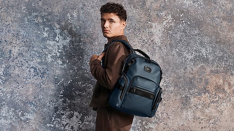Alpha Bravo Navigation Backpack in Navy Coated Canvas