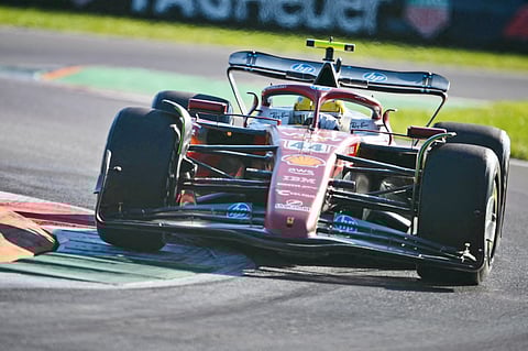 LEWIS Hamilton races during the second practice session ahead of the Italian Formula One Grand Prix.
