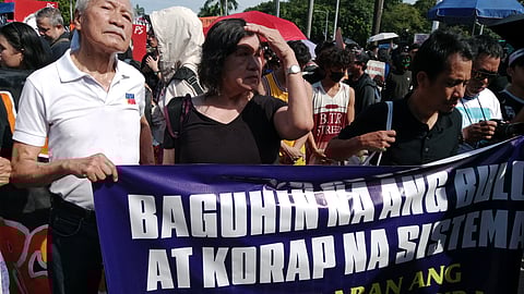 Known activist Ka Satur Ocampo was one of those who participated in the protest rally in Luneta against massive corruption. Photo Alvin Murcia for the Daily TRIBUNE