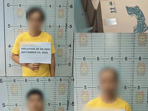EVIDENCE UNVEILED | Boxes of fake 'More' and 'Marvel Red' cigarettes, along with mugshots of those arrested, following a successful anti-smuggling operation in Gen. M. Natividad, Nueva Ecija. | Franco Regala