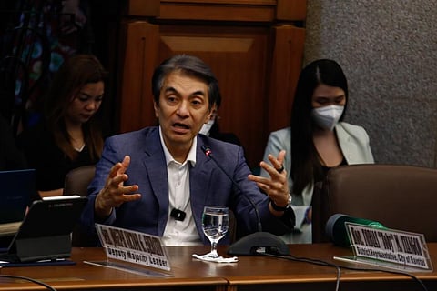 Navotas Representative Toby Tiangco testifies before the Senate Blue Ribbon Committee hearing on the ghost flood control projects on Thursday, 25 September 2025. Congressman Tiangco named Ako Bicol partylist representative Zaldy Co as the one responsible for the fund insertions.