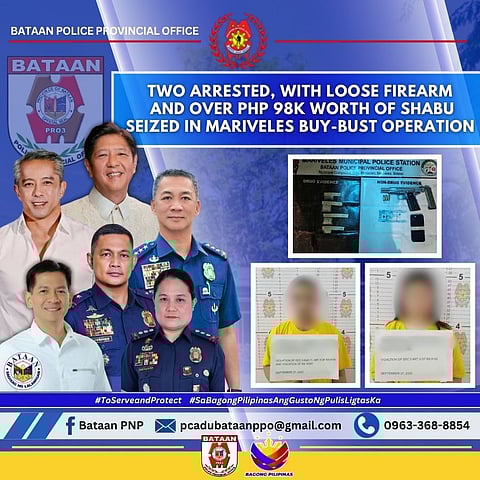 DRUG CRACKDOWN | Bataan PNP continues its relentless campaign against illegal drugs. A September 27, 2025 buy-bust operation in Mariveles led to the arrest of two individuals and the seizure of a loose firearm and over P98,000 worth of shabu. | Franco Regala
