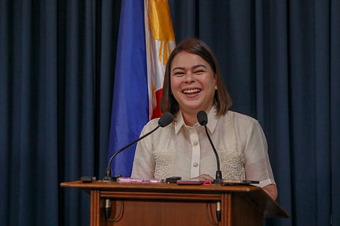 VICE President Sara Duterte laughs while answering questions from Senate reporters on Monday in Pasay City.