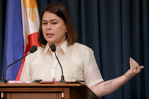 VICE President Sara Duterte faces members of the Senate press on Monday, 29 September, in Pasay City. She answered questions regarding her father’s health, as well as what she knows about the flood control fund and other government offices.