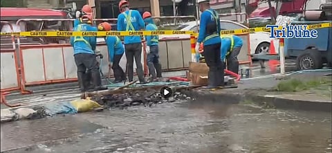 Burst pipe disrupts water supply in Quezon City
