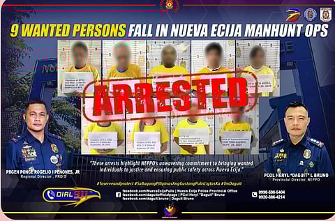NINE DOWN | NEPPO's commitment to public safety shines as it capture nine wanted persons in a province-wide sweep on September 30, 2025. | Franco Regala