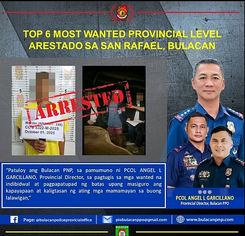 BULACAN' TRIUMPH | Top 6 Most Wanted apprehended in San Rafael, Bulacan, during Wednesday's manhunt. | Franco Regala