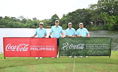 JAYE Escuadro, Jose Juanchit, Eric Gozo, and Erik Escalona from The Turf Company smile after emerging with a gross winning score of 59 to rule the Coca-Cola Golf Classic last week at the Sta. Elena Golf and Country Club in Sta. Rosa City in Laguna.