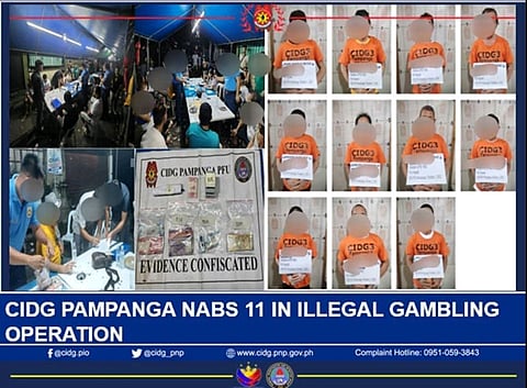CARDS FOLDED | CIDG Pampanga PFU nabs 11 in anti-illegal gambling operation targeting a "Monte" game in Brgy. Potrero, San Fernando Cit, October 1, 2025. | Franco Regala
