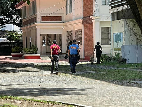 Iloilo City police bomb squad conducts paneling at UP Visayas campus on Thursday morning, 2 October, after false bomb threats spread from a hacked student account.