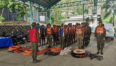 The 95th Infantry Battalion Search and Rescue team musters up its personnel and Humanitarian Assistance and Disaster Response (HADR) equipment ahead of Tropical Storm “Paolo” at Maconacon, Isabela on 3 October 2025. (Photo from Philippine Army)