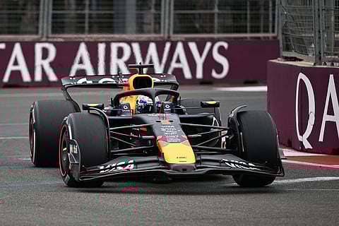 RED Bull Racing’s Dutch driver Max Verstappen competes during the F1 Azerbaijan Grand Prix at the Baku City Circuit in Baku.