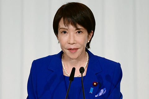 Sanae Takaichi, the newly-elected leader of Japan's ruling party, the Liberal Democratic Party (LDP), attends a press conference after the LDP presidential election in Tokyo on October 4, 2025. Conservative Sanae Takaichi hailed a "new era" on October 4 after winning the leadership of Japan's ruling party, putting her on course to become the country's first woman prime minister.