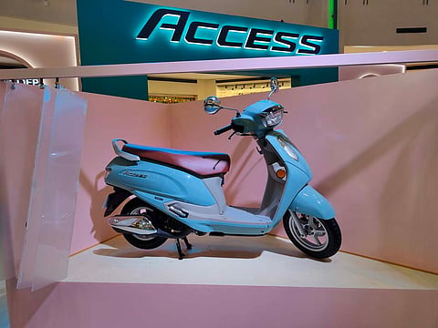 THE new Suzuki Access in Solid Ice Green is on display during the All Access launch in Taguig.