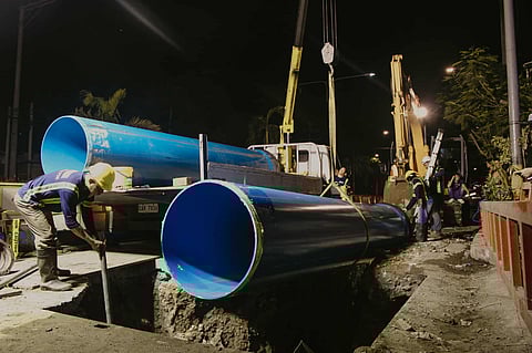 Workers of Metro Pacific Iloilo Water replace old pipelines in Jaro, Iloilo City as part of the utility’s capital expenditure program.