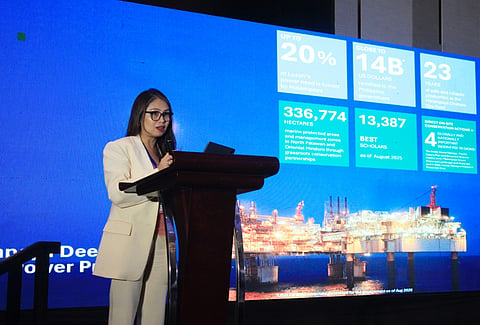 Prime Energy president and CEO Donnabel Kuizon Cruz delivers her speech at the PowerTrends 2025 International Business Forum on 2 October.