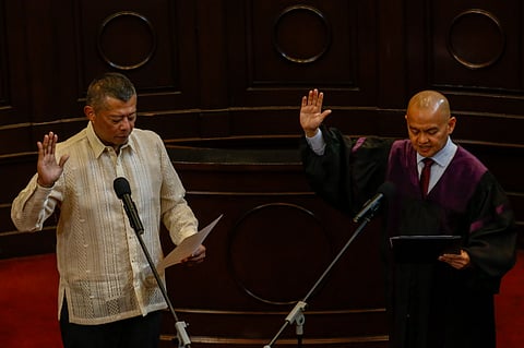 The Seventh Watchman Former Justice Secretary Jesus Crispin Remulla (left) takes his oath as the seventh Ombudsman before Senior Associate Justice Marvic Leonen at the Supreme Court, pledging vigilance where power often forgets restraint.