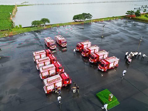 TEN firetrucks were turned over by the Taguig City government to barangays, the Bureau of Fire Protection, and the City Disaster Risk Reduction and Management Office