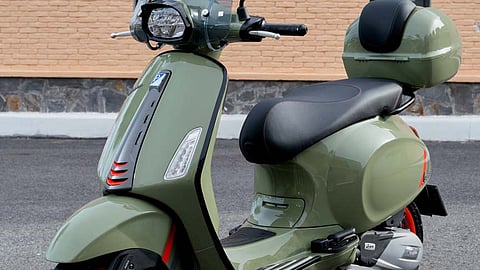 THE Vespa Sprint S stands out with bold color contrast and a more dynamic stance.