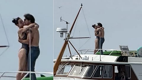 Katy Perry and Justin Trudeau sharing an intimate moment.