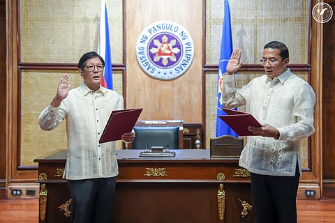 President Ferdinand Marcos Jr. swears in former Philippine National Police chief Benjamin Acorda Jr. as the new Executive Director of the Presidential Anti-Organized Crime Commission replacing Undersecretary Gilbert Cruz.