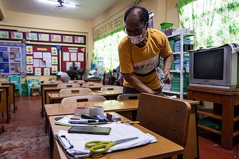 Some schools in Metro Manila initiate clean-up activities inside the classroom to combat the spread of the disease.