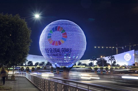 The SM Mall of Asia Globe in Pasay City, Philippines, projected the #GlobalGoals.