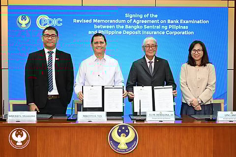 (FROM L-R) Philippine Deposit Insurance Corporation (PDIC) Vice President Niño Ray L. Villaluna, PDIC President Roberto B. Tan, Bangko Sentral ng Pilipinas (BSP) Governor Eli M. Remolona, Jr., BSP Deputy Governor Lyn I. Javier