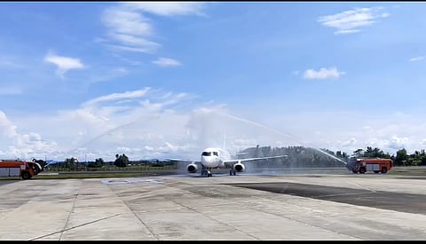 A water salute to welcome Iraero Airlines’ inaugural flight from Irkutsk, Russia, on 25 October.