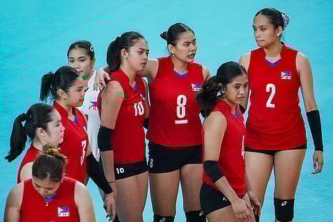 (FILE) ALAS Pilipinas suffers a heartbreaking 24-26, 20-25, 24-26 loss to Thailand in the bronze medal match of the 3rd Asian Youth Games girls volleyball event.